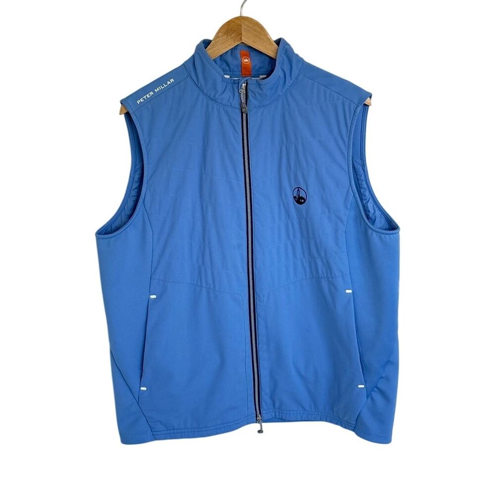 Peter Millar Fuse Elite Hybrid Vest Blue Full Zip Golf Wind Resistant Men's L